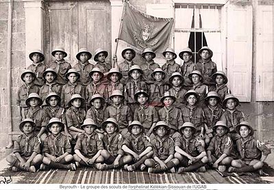 AGBU Sisouan Boy scouts with their official flag