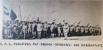 A group of 120 boy scouts group in Sisvan AGBU school in Port Said camp