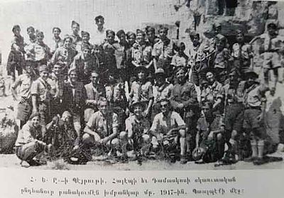 1947 Aug 17-21 AYA Beirut Alepo and Damas scouts troups in Baalbek during Arab scouts Rally