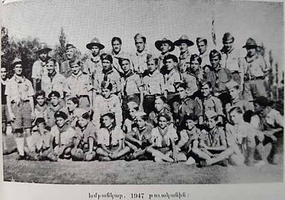 1947 Aug 17-21 AYA Beirut Alepo and Damas scouts troups in Baalbeck during scouts Rally