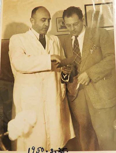 1950 Mar 25 Dr Pierre with Dr Y Markarian in the AGBU Dispensary