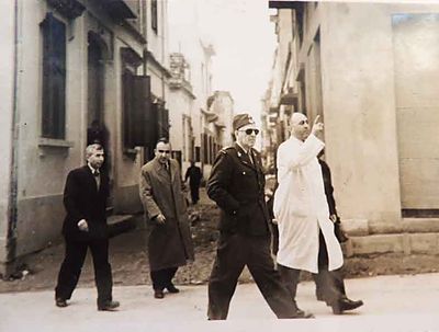 1950 Mar 28 Dr Larsen International Red cross representative visiting the dispensary neighborhood with AGBU dispensary Dr Y Markarian
