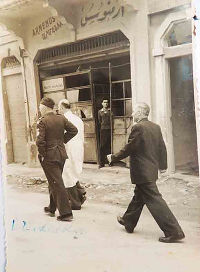 1950 Mar 28 Intl. Red Cross representative Dr Larsen visiting the AGBU Dispensary neighborhood