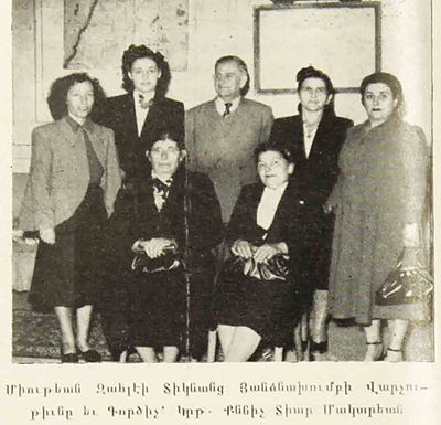 1952 AGBU Zahle Ladies Auxiliary members with A Magarian Miout Jun 279p198
