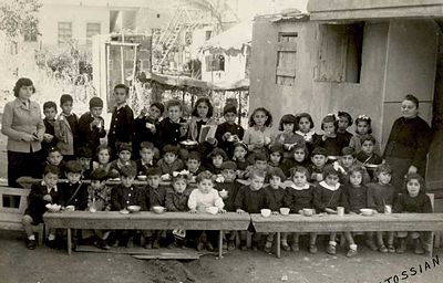 AGBU Milk Distribut Dora Amanos Mesrobian school