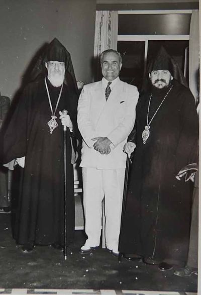 1954 HE P Speaker with Prelate Khoren Serpazan and Khat Serpazan at AGBU Cocktail reception in Capitol H honoring Kr Giragosian and Lila Karageozian