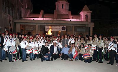 2015Apr 18 Zahle Arm. Genocide commemoration AYA and HMEM fanfars and Committee members