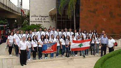 2015 Jul 8 AGBU-AYA Lebanon chapters couts to Beirut Airport to participatein Antranik scout camp Armenia